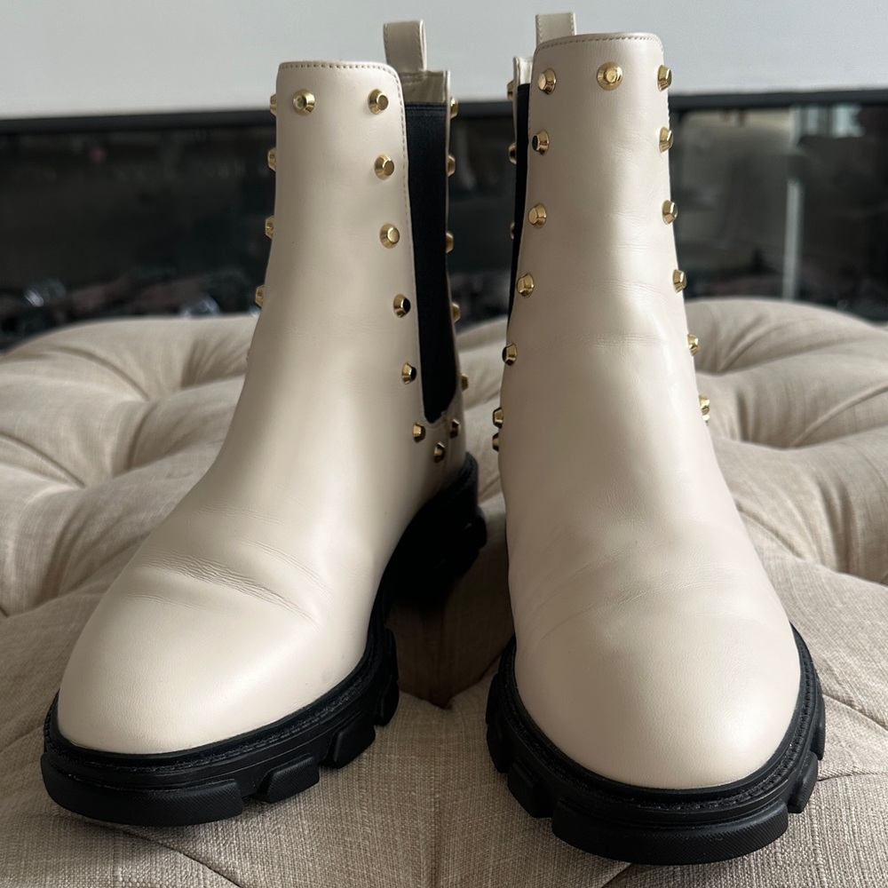 Michael Kors Cream and Black Studded Ankle Boots - Picture 5 of 10